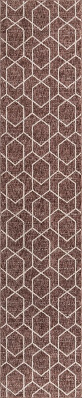 2' 7 x 12' Glenwood · Geometric trellis rug, rose and ivory