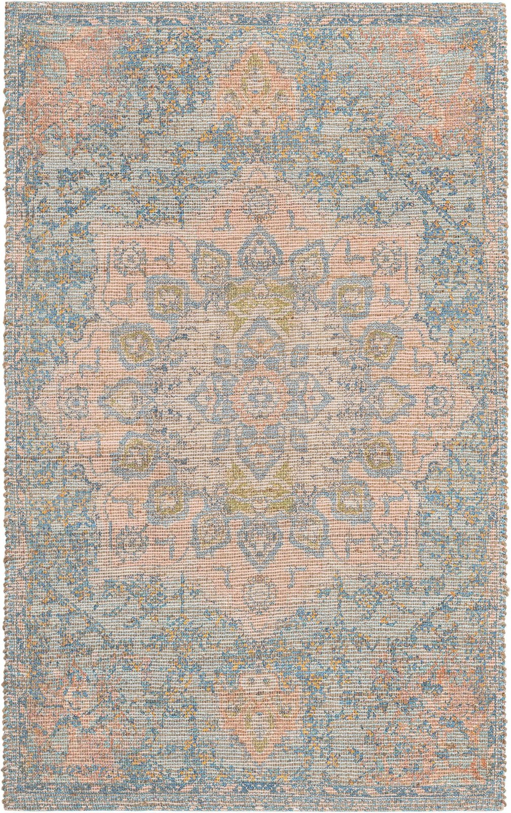 9' x 12' Pinecone · Medallion rug, peach and blue