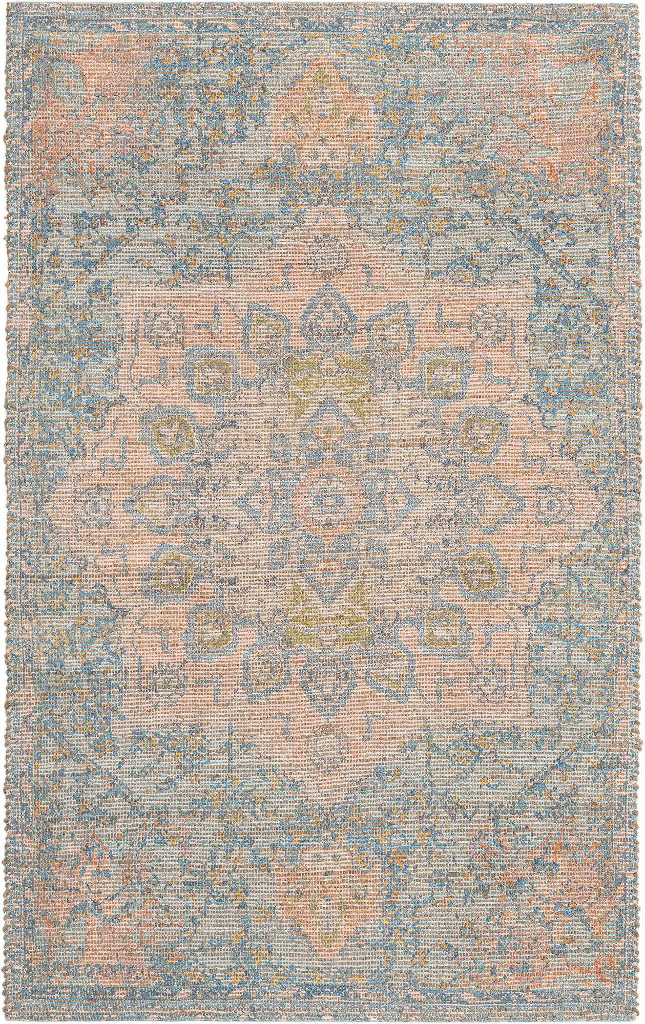 9' x 12' Pinecone · Medallion rug, peach and blue
