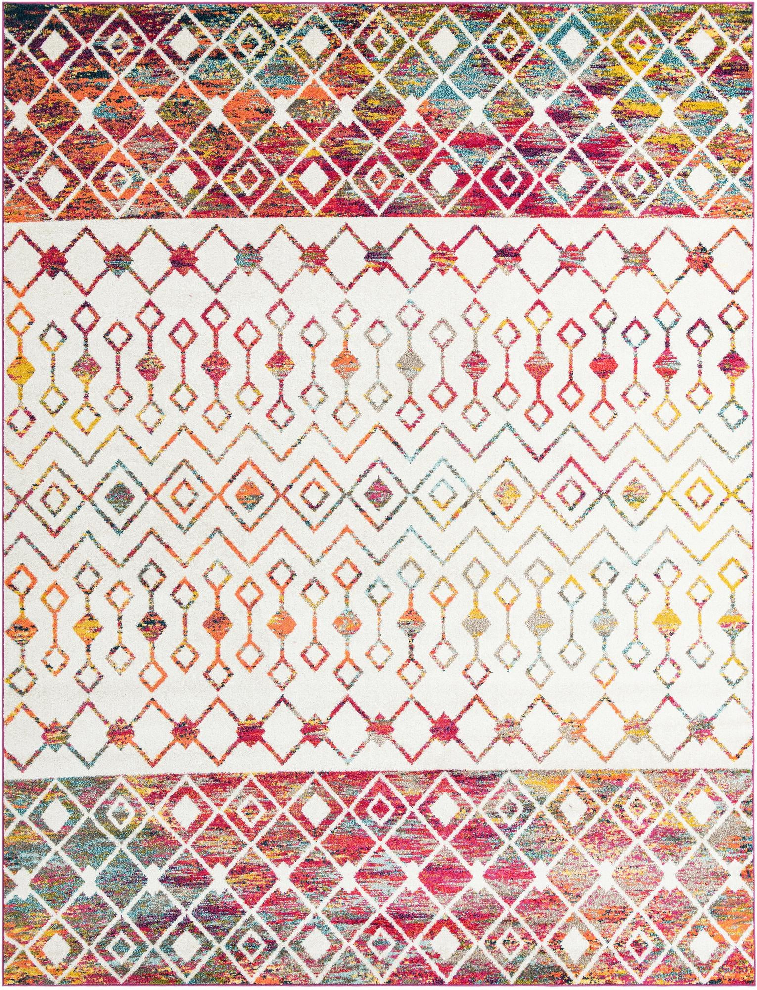 10' x 13' Vernon · Geometric tribal rug, ivory multi