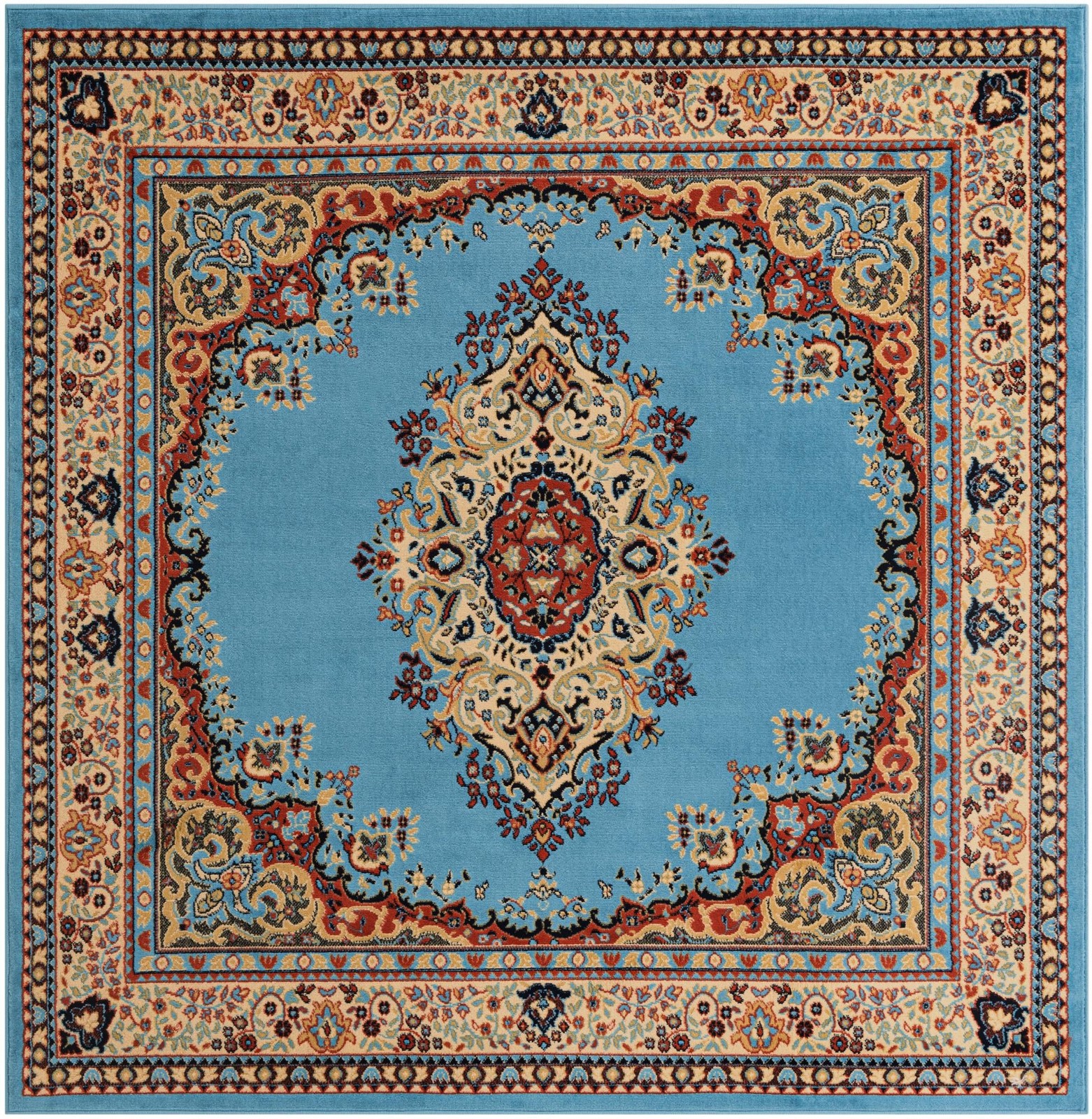 7' 10 x 7' 10 Bingham · Border rug, blue