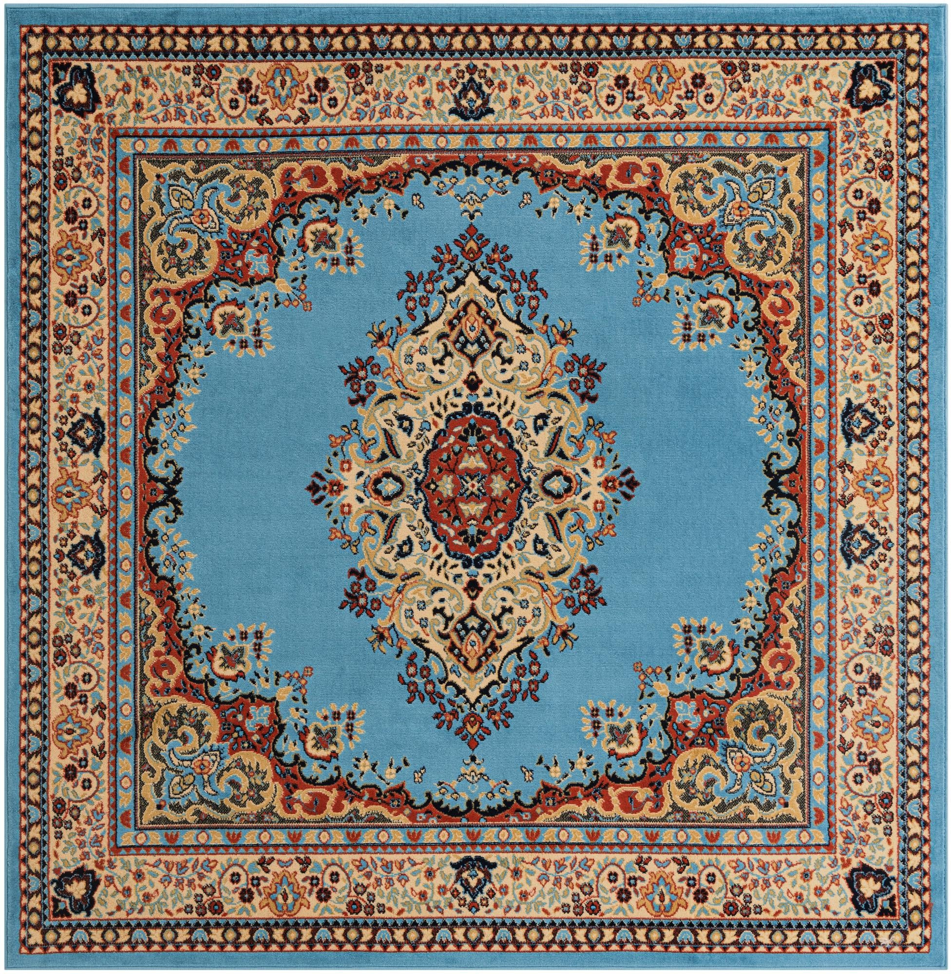 7' 10 x 7' 10 Bingham · Border rug, blue