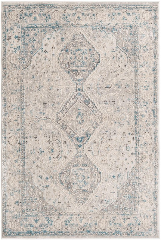 4' x 6' Gilda · Medallion rug, ivory and blue