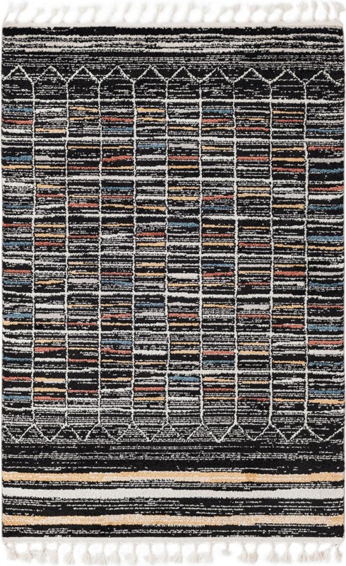 Brenton · Geometric grid rug, black and multicolor