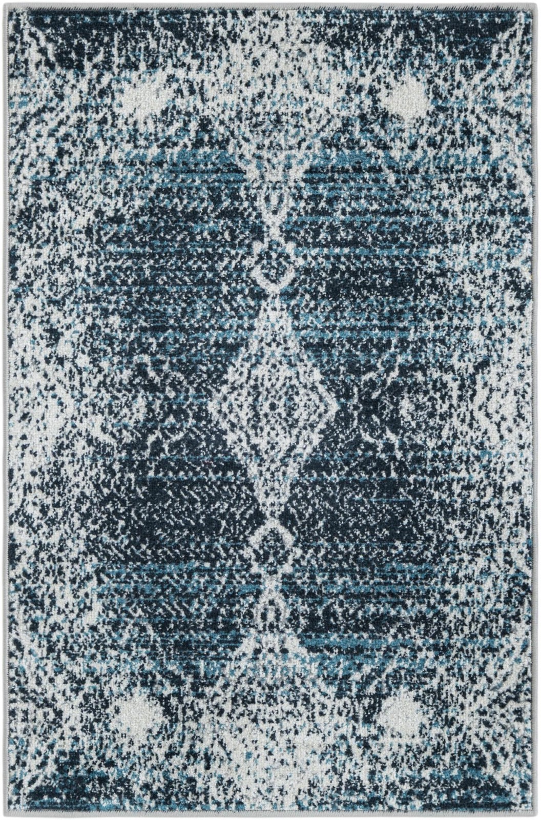 2' x 3' Brower · Medallion Washable Rug, navy and light blue