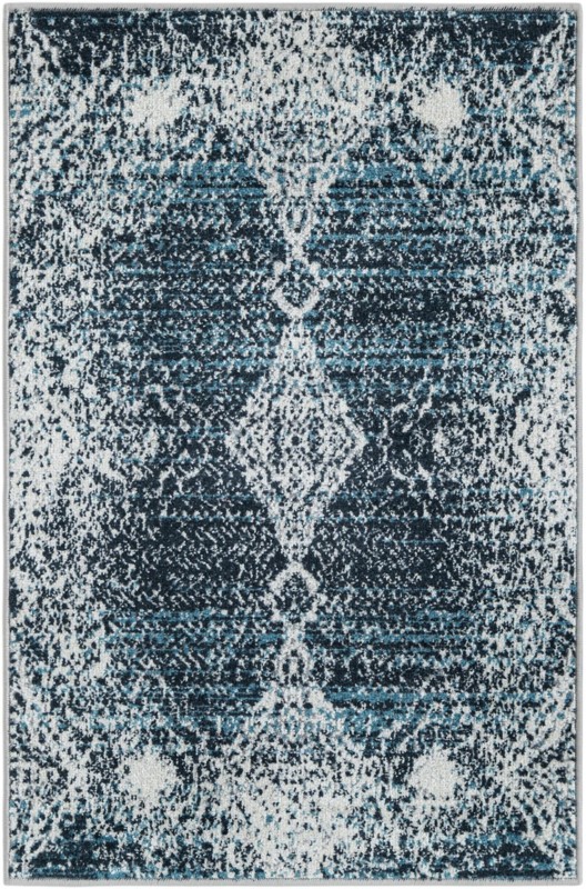 2' x 3' Brower · Medallion Washable Rug, navy and light blue