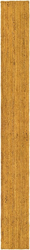 1' 2 x 10' Marlin · Solid braided Braided Jute Rug, warm mustard yellow