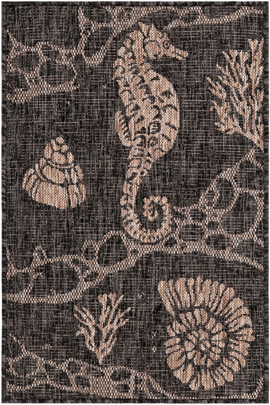 2' x 3' Daly · Pictoral Outdoor Rug, black