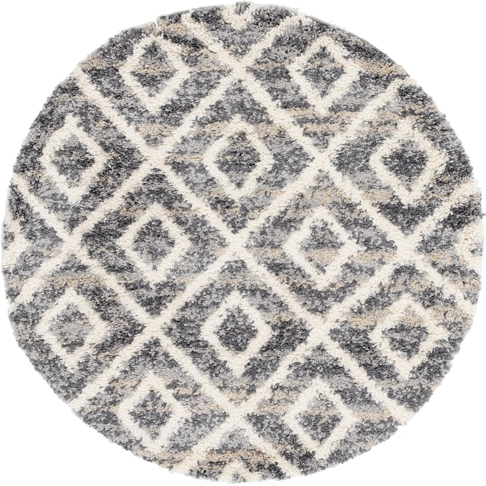 5' x 5' Tunstall · Diamond Shag Rug, gray