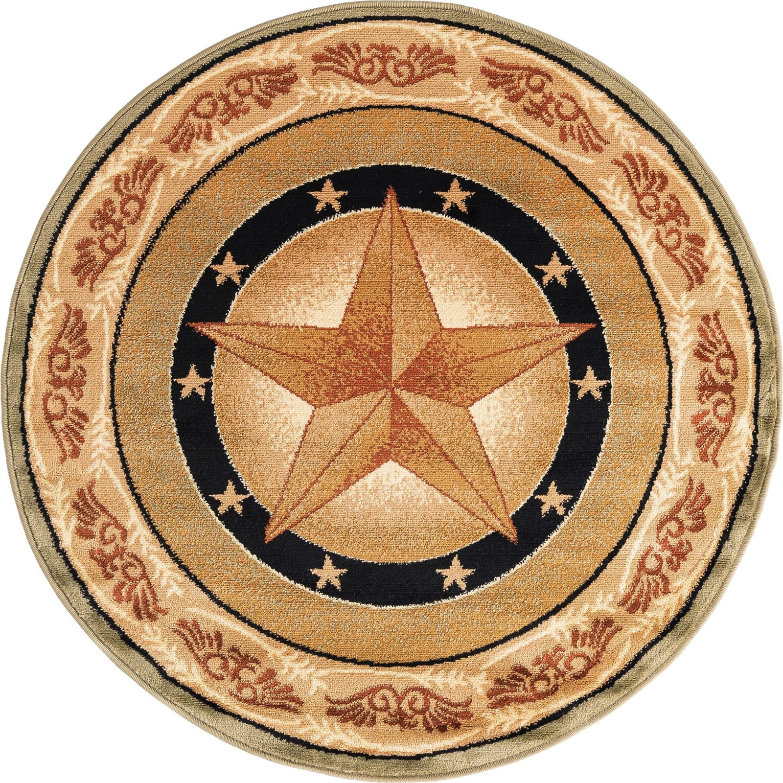 4' x 4' Heather · Western star rug, green and beige