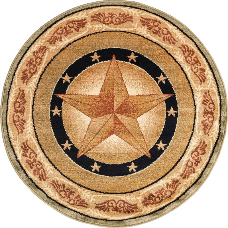 Heather · Western star rug, green and beige