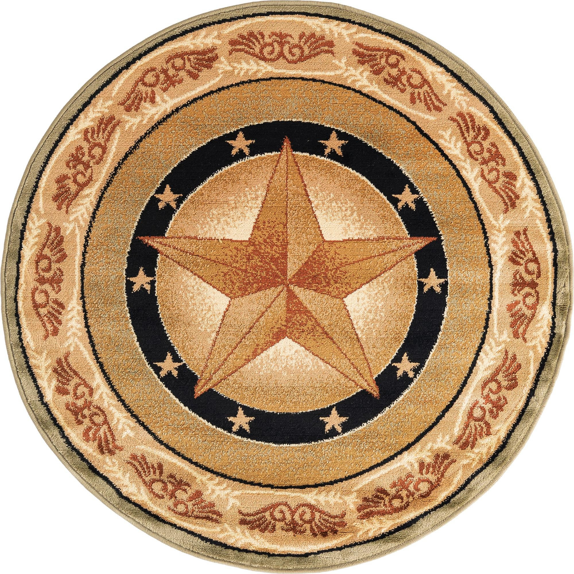 4' x 4' Heather · Western star rug, green and beige