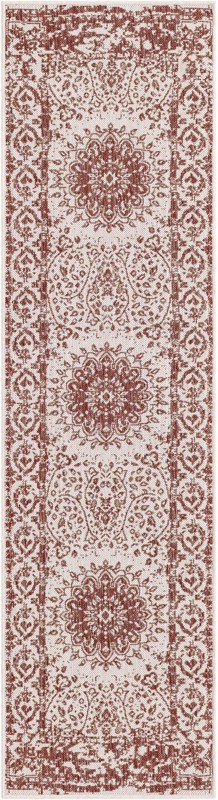 2' x 8' Royce · Border Outdoor Rug, rust red
