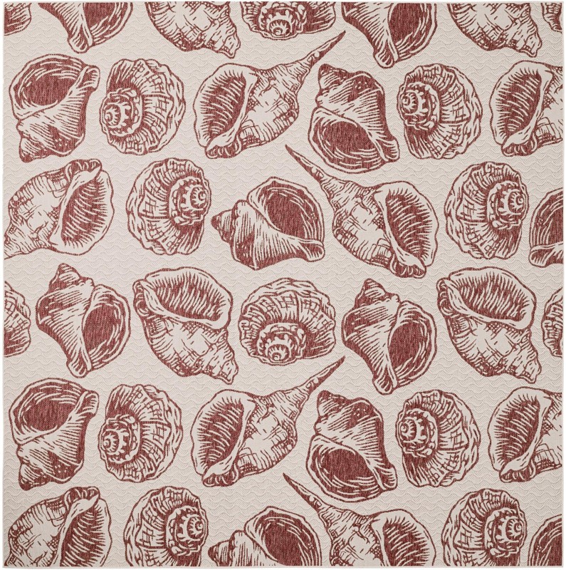 12' x 12' Arcata · Pictoral Outdoor Rug, ivory and rust red