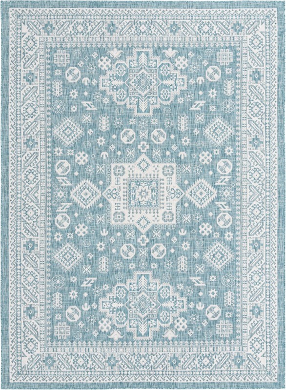 Bellamy · Border Outdoor Rug, aqua