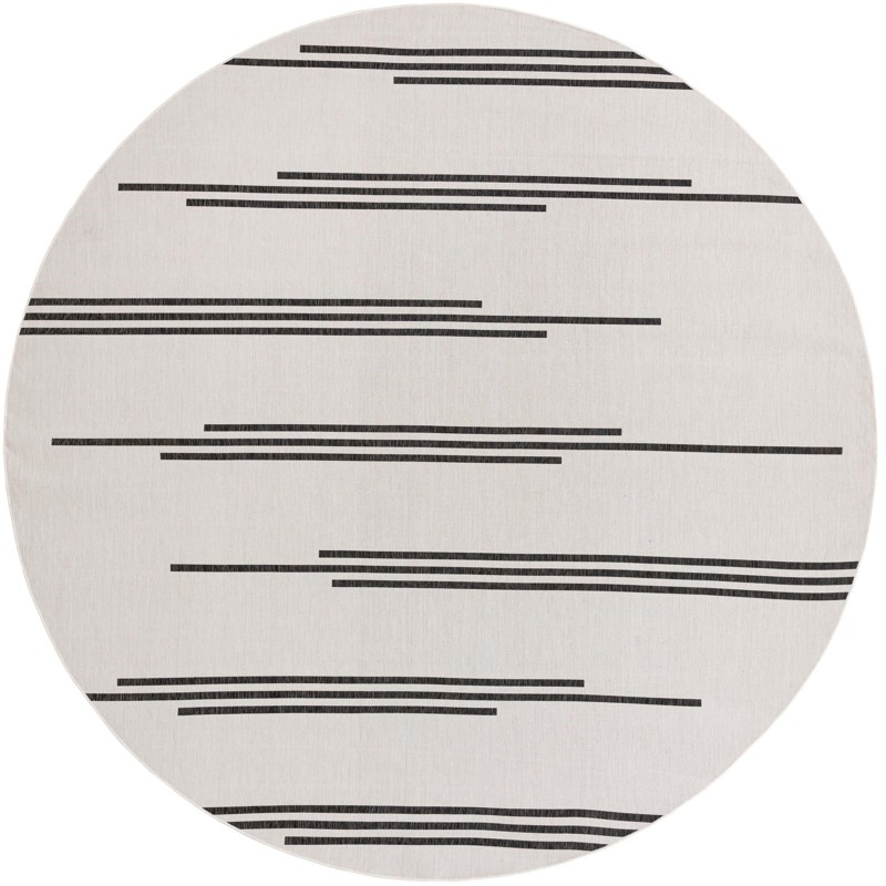13' x 13' Farrow · Lines Outdoor Rug, white and black