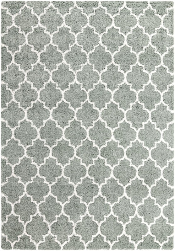 9' 10 x 14' Jameson · Trellis Shag Rug, cyan and ivory