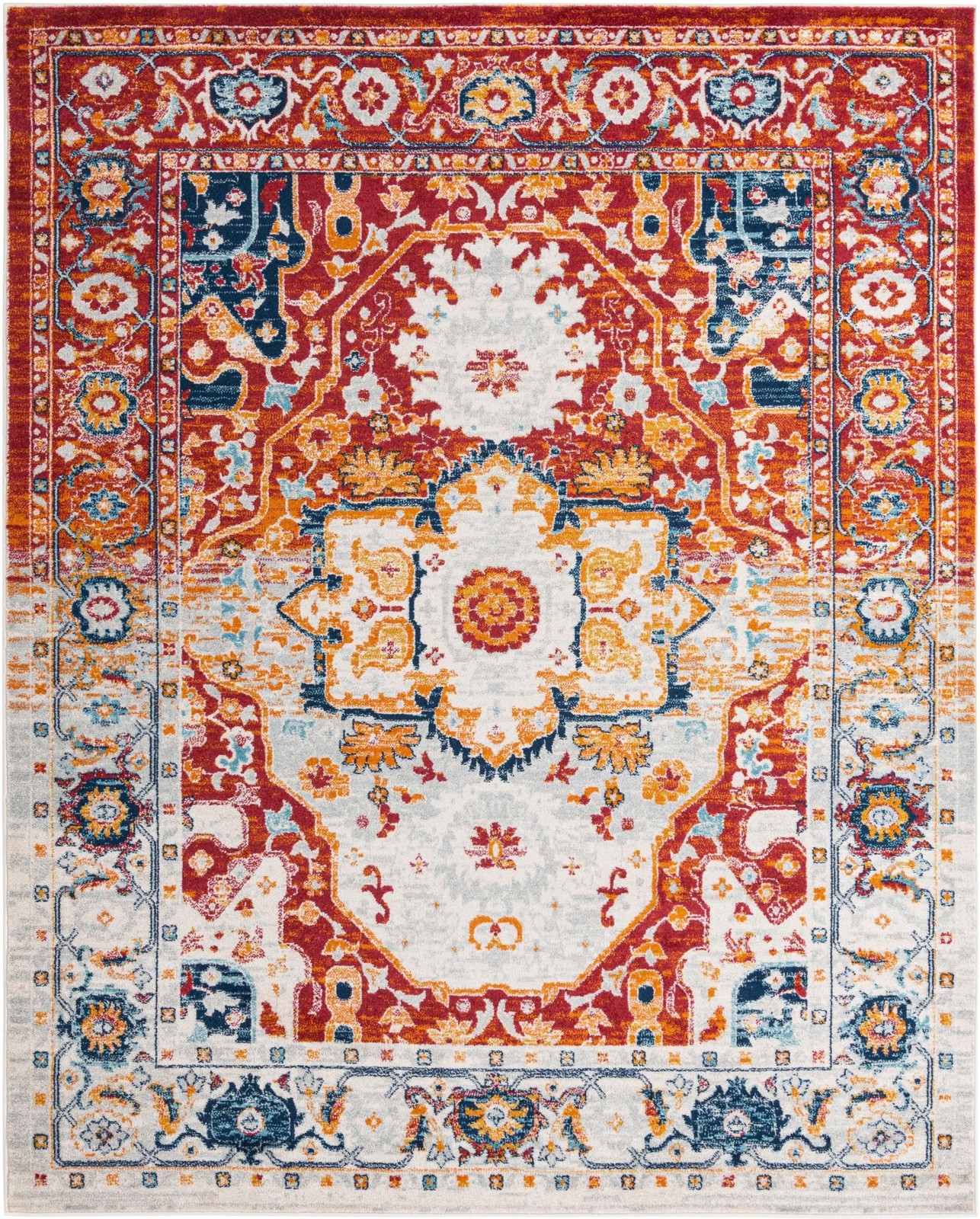 7' 10 x 10' Pierce · Medallion rug, rust and navy