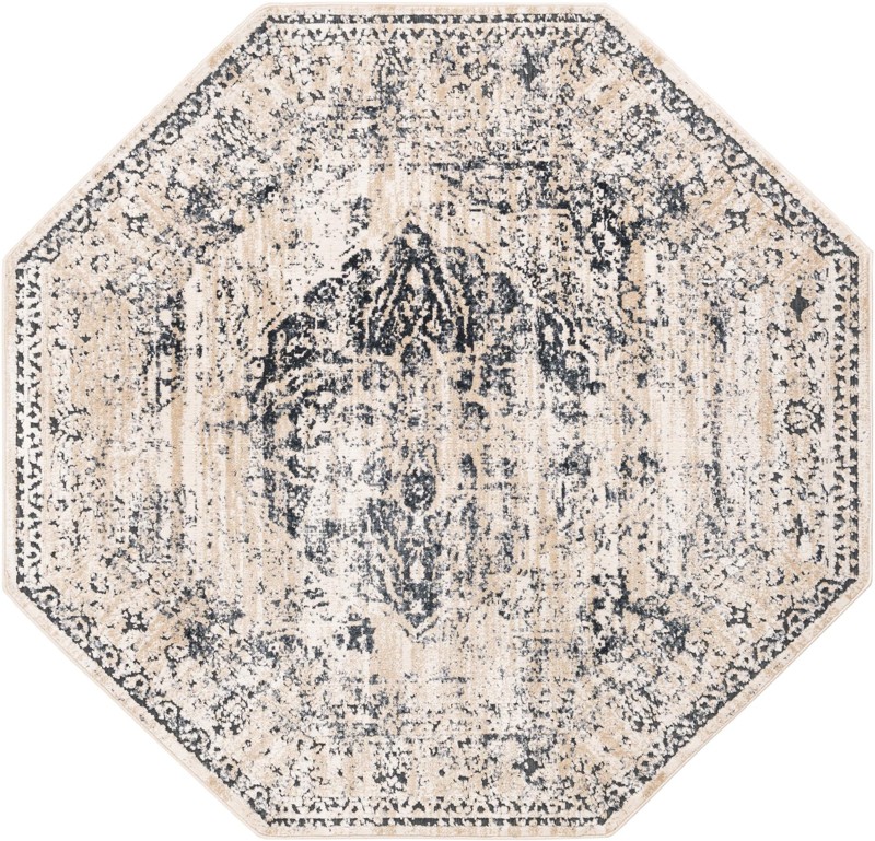 Sherborne · Distressed medallion rug, blue and beige