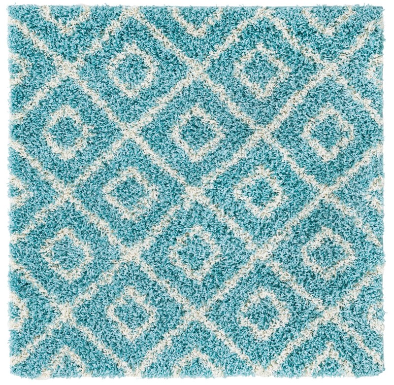 4' x 4' Brock · Diamond Shag Rug, aqua