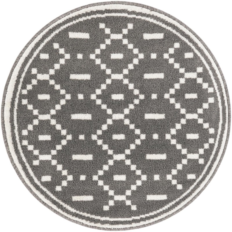 3' x 3' Rankin · Geometric rug, gray and ivory