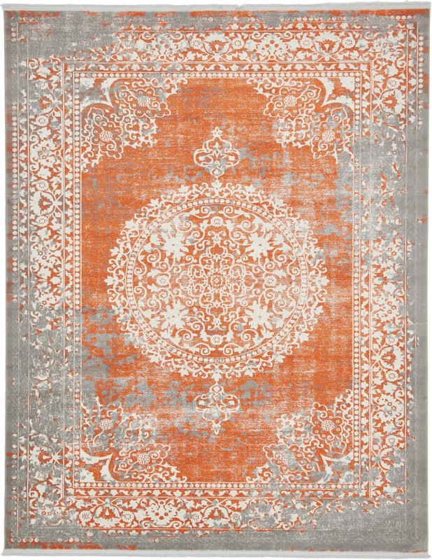 Crawley · Medallion rug, terracotta and gray