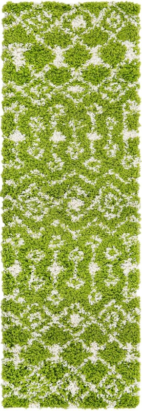 2' x 6' Bayley · Diamond Shag Rug, green