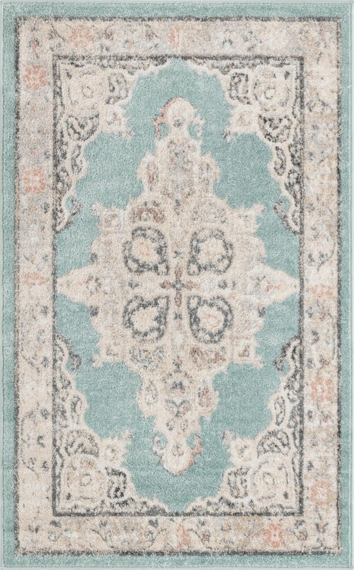 3' 3 x 5' 3 Selby · Border rug, aqua