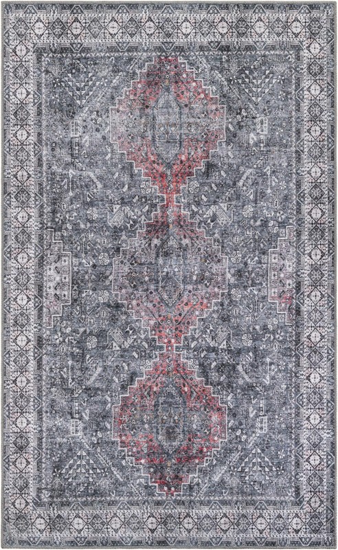 5' 1 x 8' Cowper · Border Washable Rug, gray