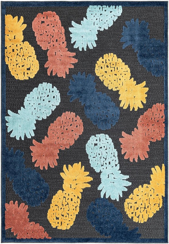 6' x 9' Ewell · Border Outdoor Rug, black