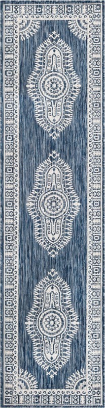 2' x 8' Bainbridge · Border Outdoor Rug, blue