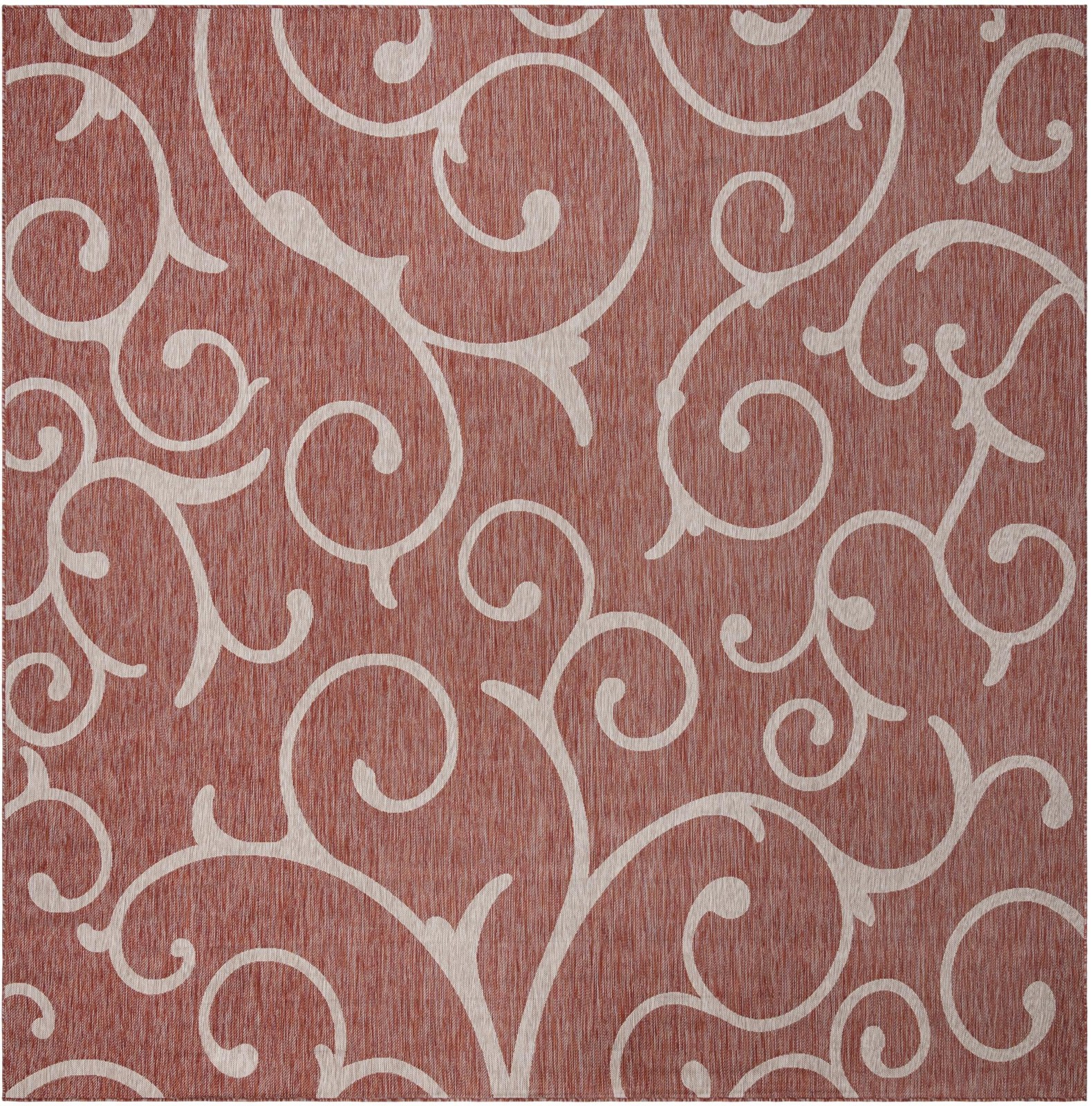 13' x 13' Shale · Floral / botanical Outdoor Rug, rust red