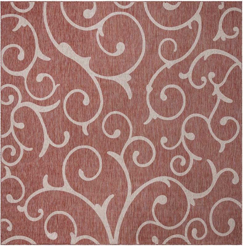 13' x 13' Shale · Floral / botanical Outdoor Rug, rust red