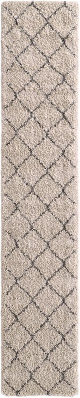 2' 7 x 13' Jameson · Diamond trellis Shag Rug, ivory and gray
