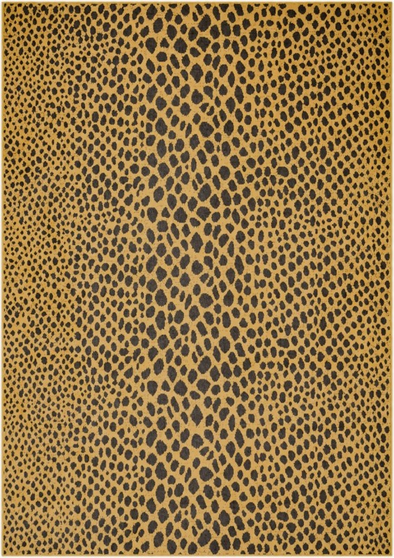 Eureka · Animal print Washable Rug, black and gold