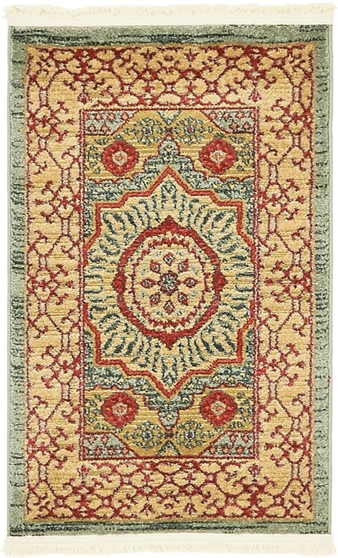 2' x 3' Nesbitt · Medallion rug, gold and red
