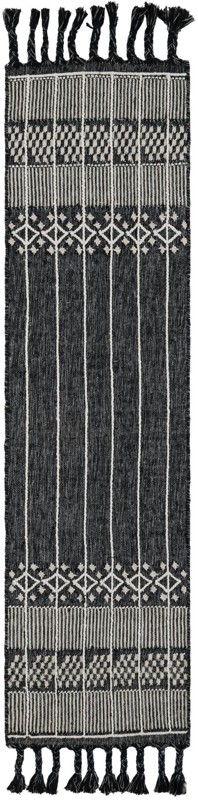 2' 2 x 8' 2 Beaumont · Tribal striped Outdoor Rug, charcoal and ivory