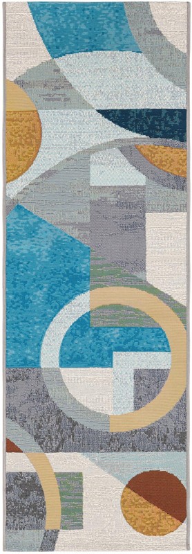 Lomax · Abstract geometric Outdoor Rug, blue and multicolor