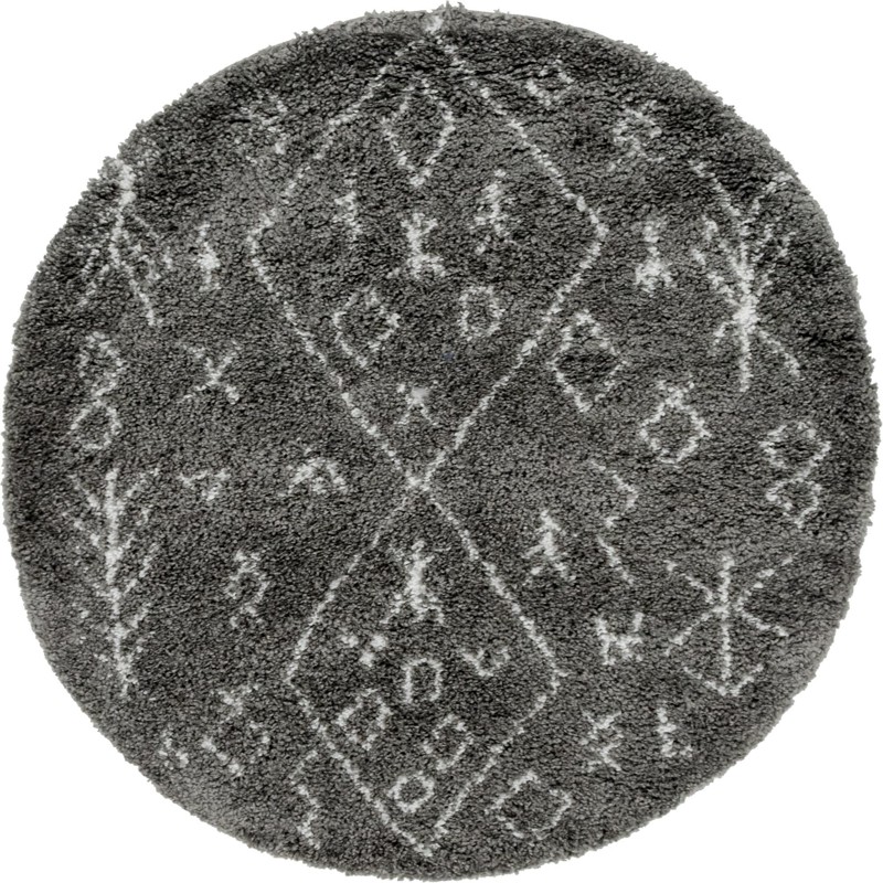 5' 3 x 5' 3 Jameson · Tribal diamond Shag Rug, gray and ivory