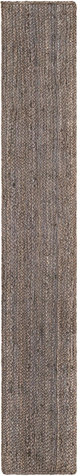 1' 2 x 8' Marlin · Striped Braided Jute Rug, gray
