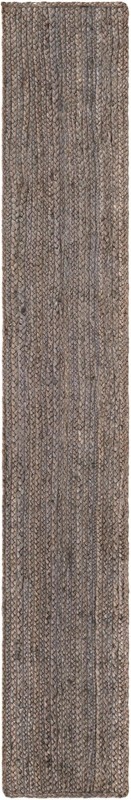1' 2 x 8' Marlin · Striped Braided Jute Rug, gray