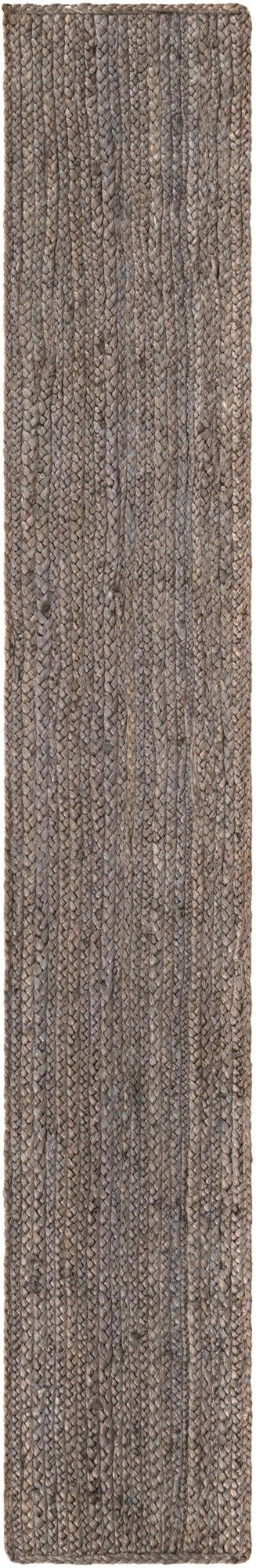 1' 2 x 8' Marlin · Striped Braided Jute Rug, gray