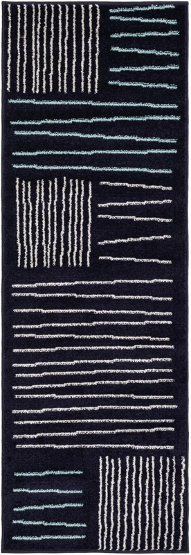 2' x 6' Bellingham · Geometric rug, navy blue