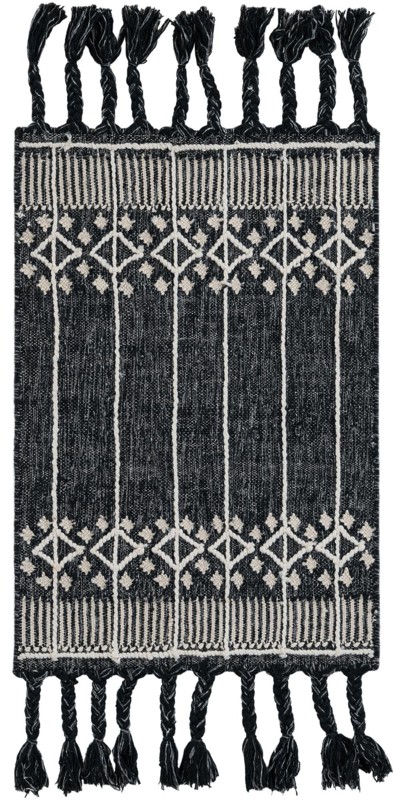 2' x 3' 1 Beaumont · Tribal striped Outdoor Rug, charcoal and ivory