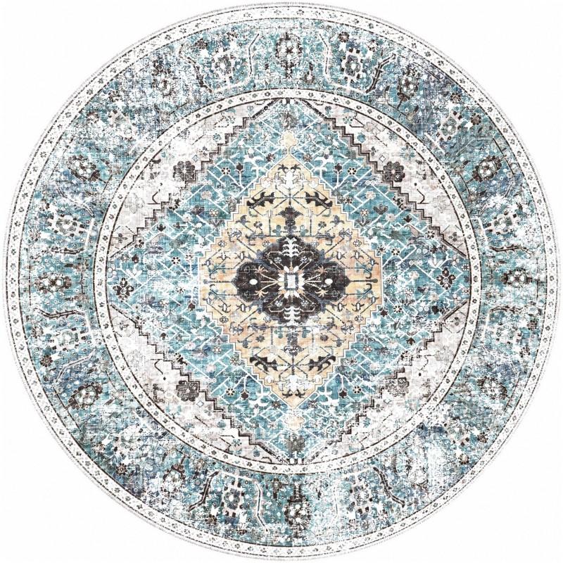 9' 10 x 9' 10 Trillium · Border rug, seaglass
