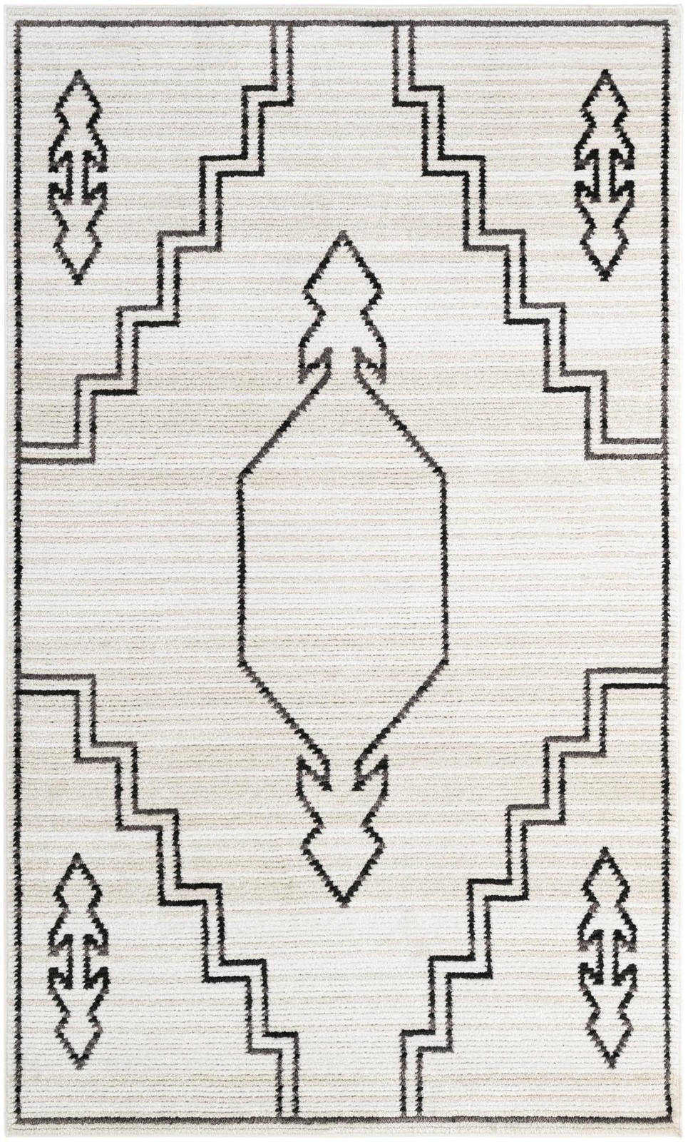 5' x 8' Ivy · Geometric rug, ivory and black