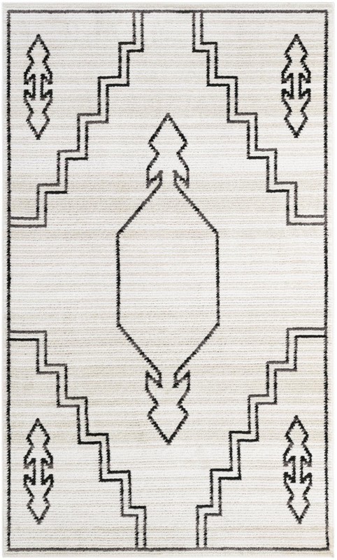 5' x 8' Ivy · Geometric rug, ivory and black