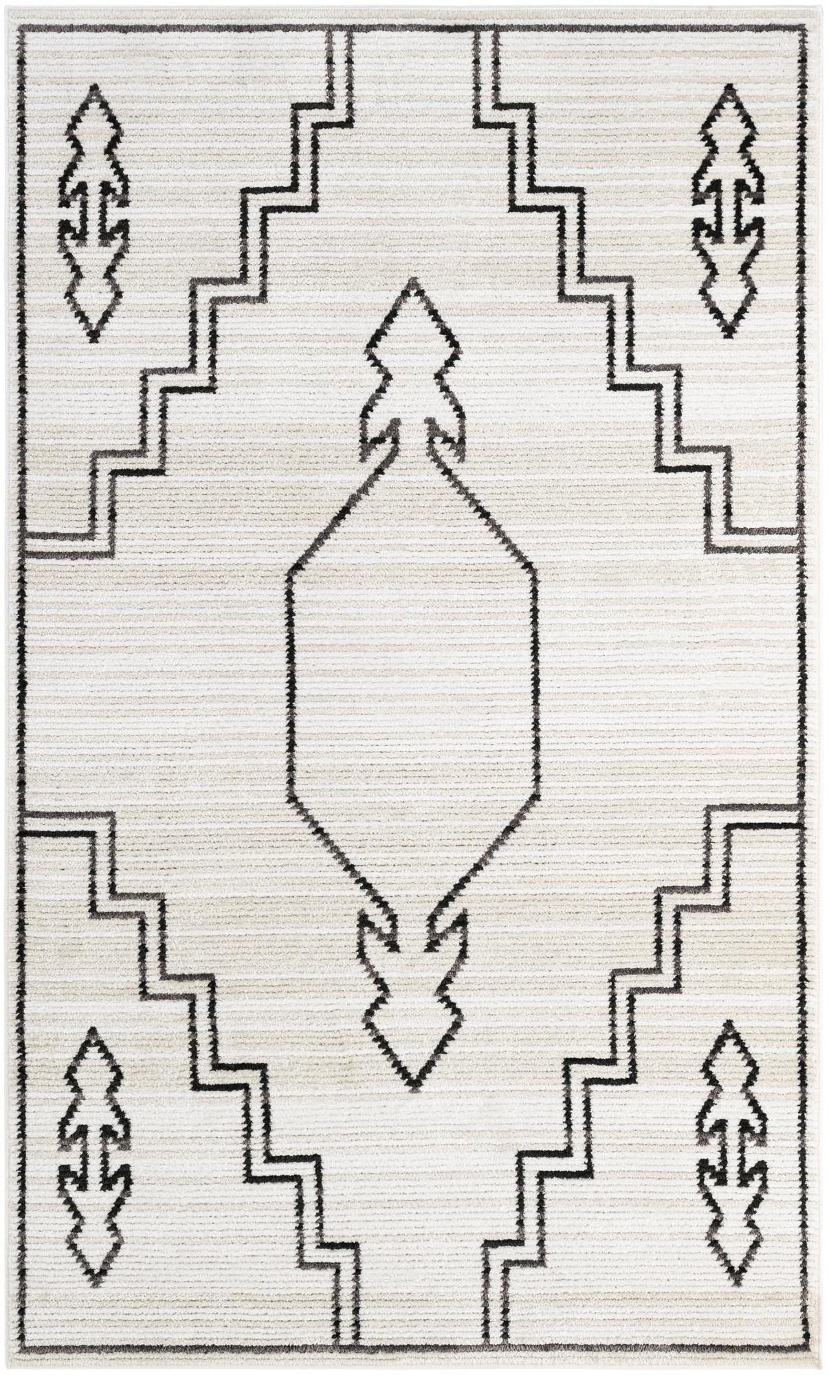 5' x 8' Ivy · Geometric rug, ivory and black