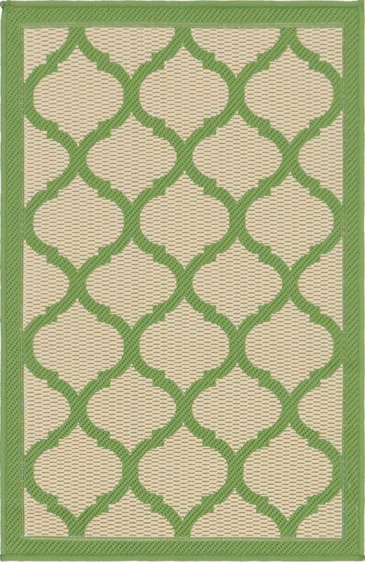 2' 2 x 3' Fanshawe · Trellis Outdoor Rug, green and beige
