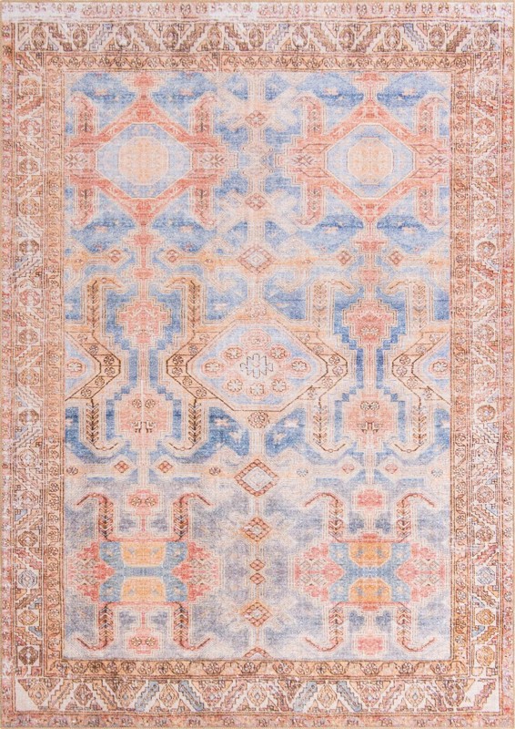 7' 6 x 10' 6 Walford · Medallion Washable Rug, blue and rust